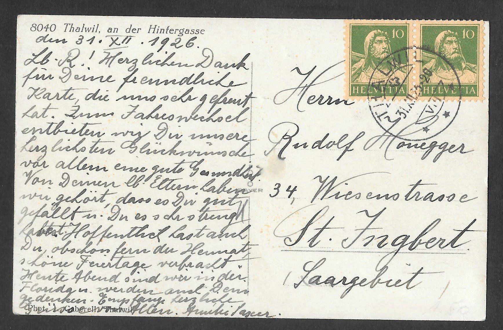Cartes postales: Thalwil an der Hintergasse – D'occasion à Olten par clotaldi 1