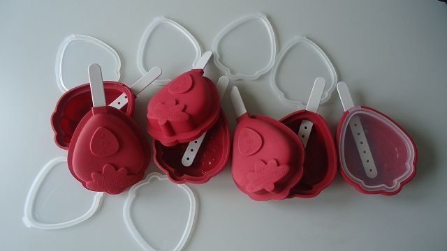 Tchibo Contenitori & Simili: Glacé-Formen Erdbeere, 7er Set Silikonform mit Deckel Stiel – Usato da Ergisch venduto da Haemmerli59 1