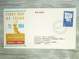 TR80 Enveloppe + Timbre Australie 1954 Theme Aviation