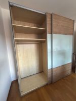 Schwebetürenschrank Holz Weiss Metall guter Zustand