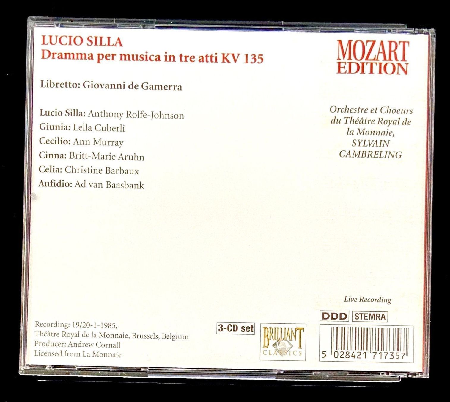 CDs: 3 CDs Mozart • Lucio Silla • Oper • Murray • Rolfe-Johnson – Gebraucht aus Luzern von Lycka 1