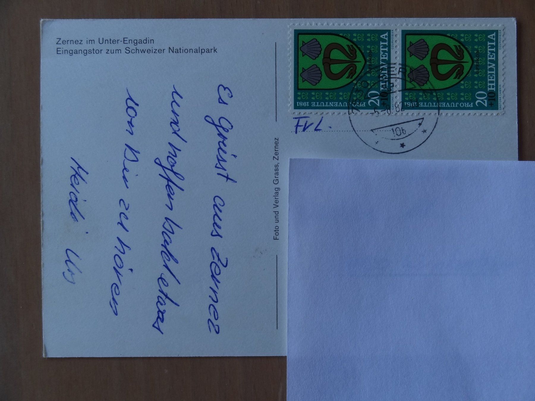 Cartoline postali: Zernez - Engadine - ProJuventute1981 – Usato da St Léonard venduto da Riglin 1