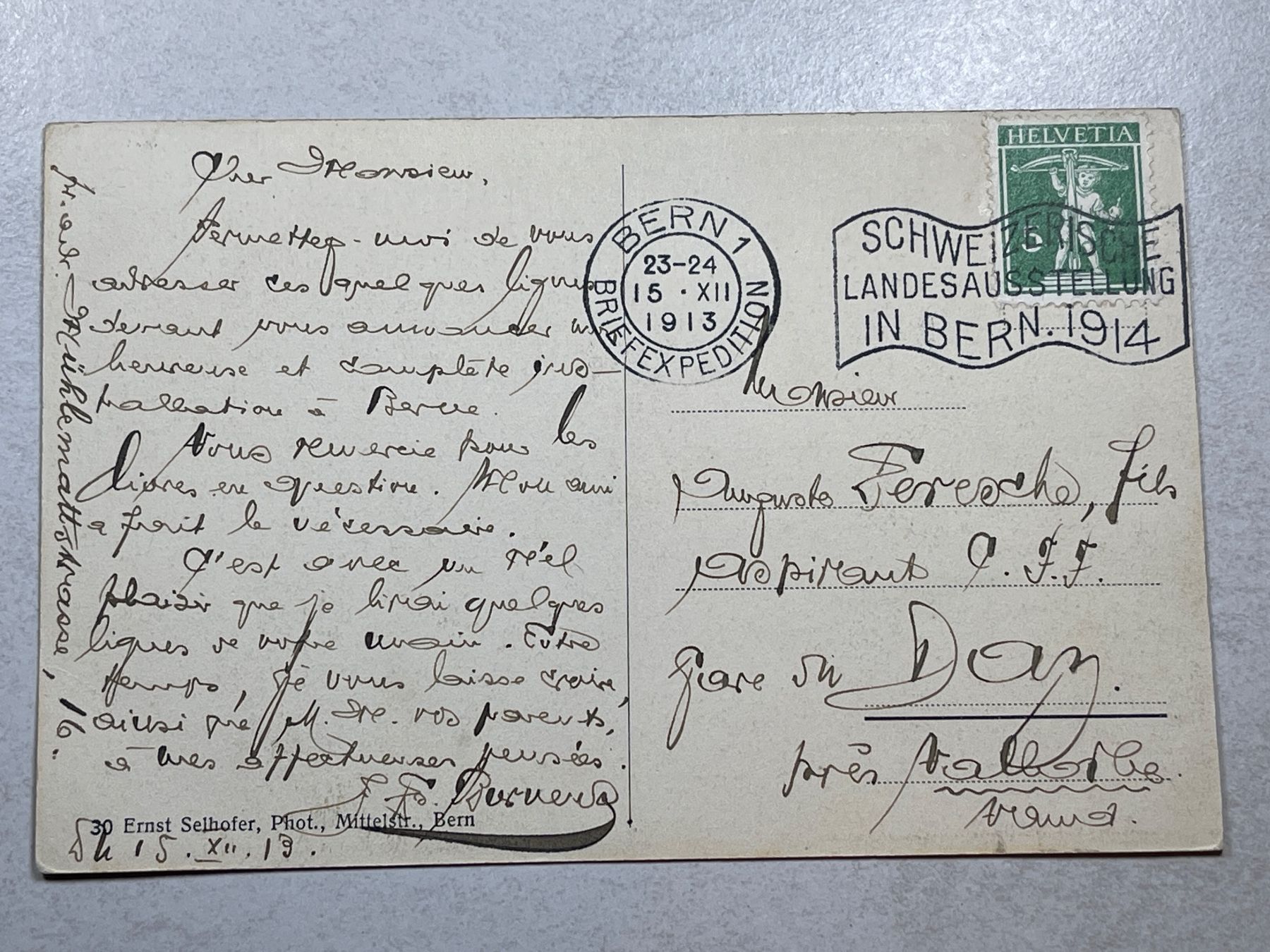 Ansichtskarten: Bern, alte Ansichtskarte, 1913/14 – Gebraucht aus Strengelbach von Aschatan5 1