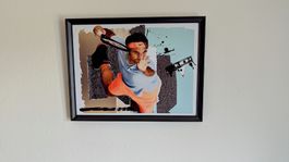 Roger Federer Pop Art Kunstdruck, gerahmt -