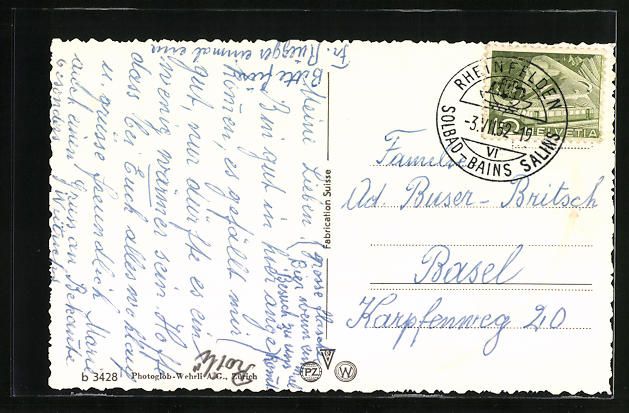Cartoline postali: AK Rheinfelden, Sanatorium, 1952 – Usato da Berlin venduto da bartko-reher 1