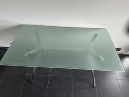 Tisch Glas Matt Metall Untergestell 