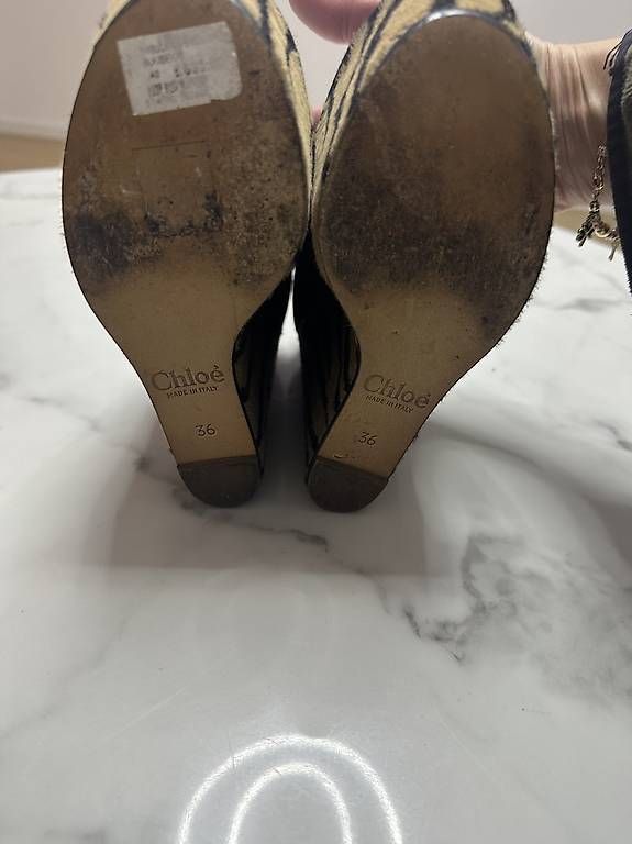 Scarpe da donna: Chloé compensées daim noir motif zébré T. 36  – Usato da Châtelaine venduto da Annabelo- 4