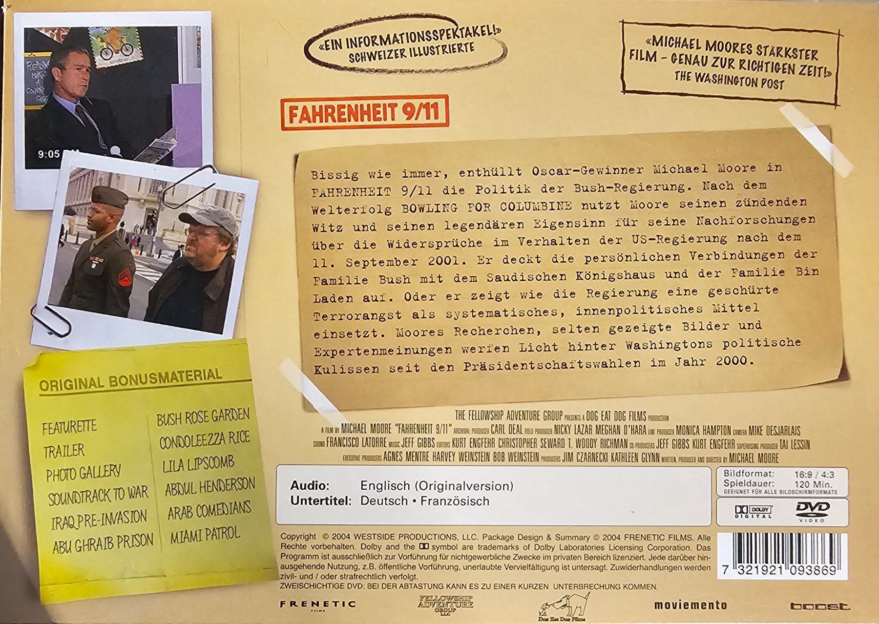 Tutti i DVDs: Fahrenheit 9/11 – Usato da Wahlen b. Laufen venduto da Cg10 1