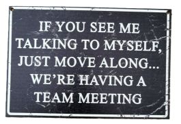 Talking to myself - Team Meeting - Holzschild  (neu/OVP)