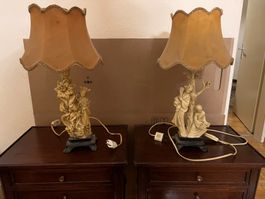 2 Lampes abat jour vintage style asiatique - Uniques!