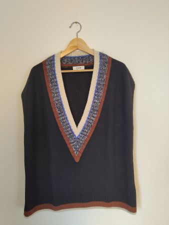 COS Oversized Strickweste schwarz/mehrfarbig, Grösse M