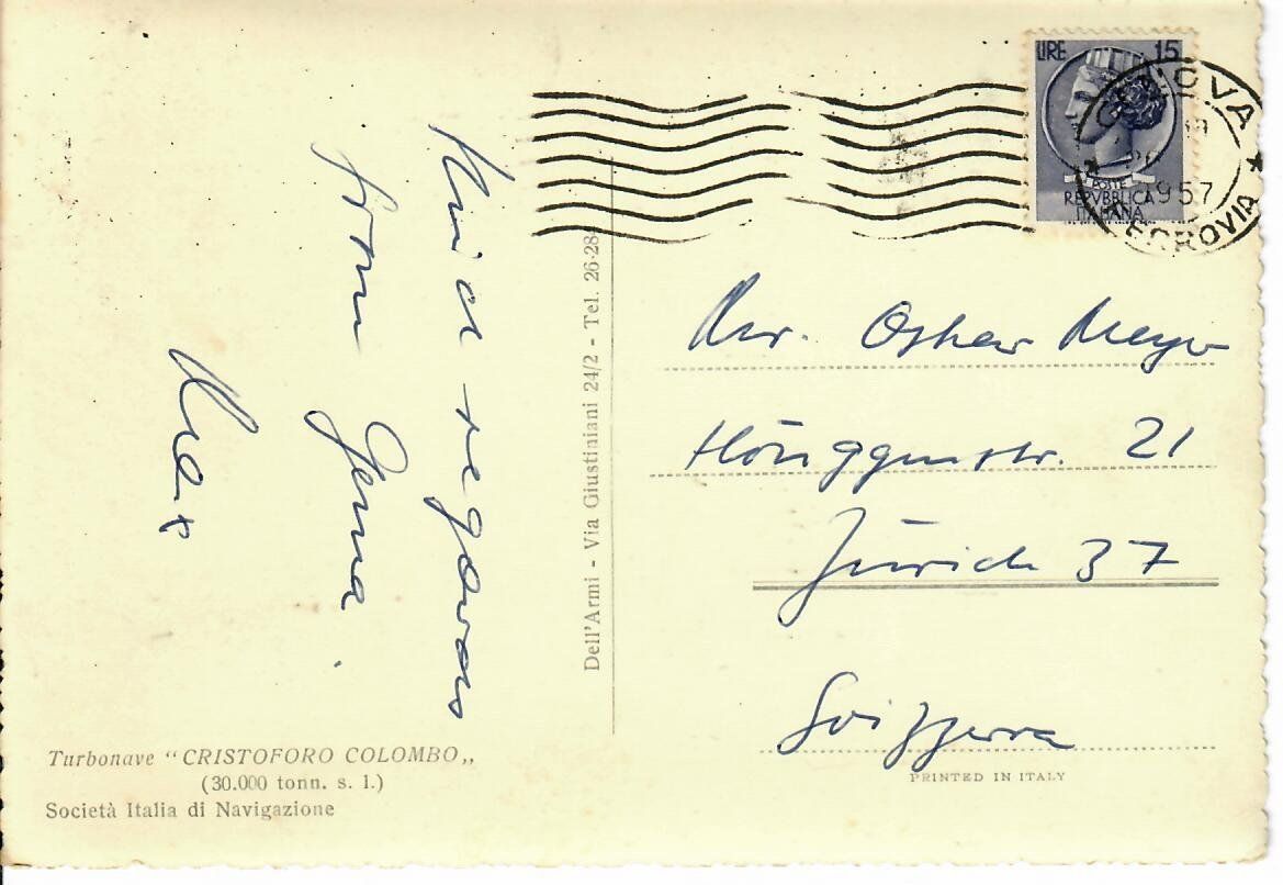 Cartoline postali: Cristoforo Colombo 1957 – Usato da Hochdorf venduto da Ziegel-16 1