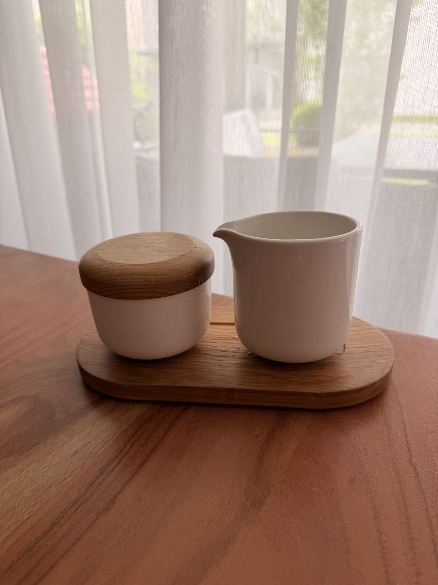 Set di piatti: Tchibo Design Set Holz & Keramik – Tablett, Kännchen & Dose – Nuovo (secondo la descrizione) da Buchs AG venduto da GresaaB