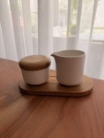 Tchibo Design Set Holz & Keramik – Tablett, Kännchen & Dose