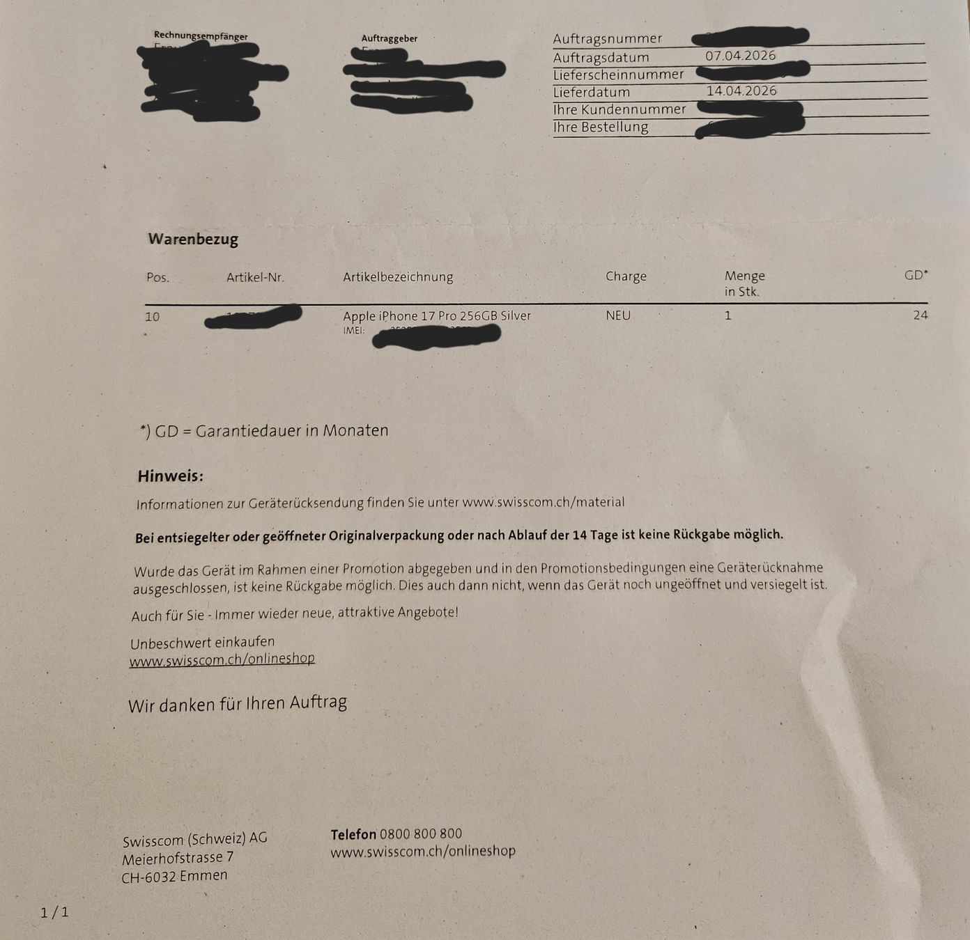 Apple Handys / Smartphones: I Phone 17 Pro 256GB Silver – Gebraucht aus Bellach von sel_fd7x 7