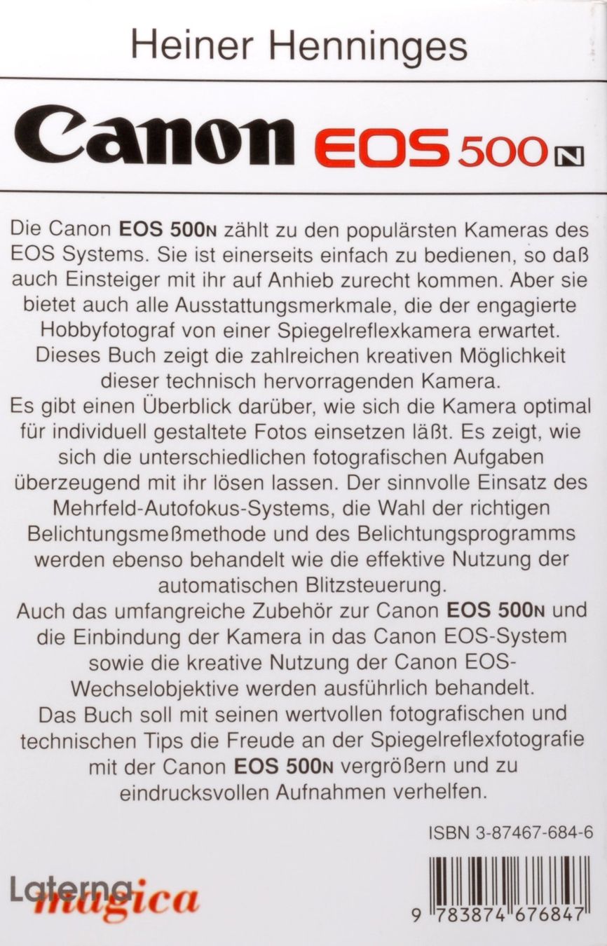 Bücher: CANON EOS 500N / EOS 500 Kamerabuch – Gebraucht aus Lostorf von real-value 1
