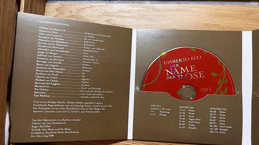 CD: Umberto Eco  Der Name der Rose | 3 MP3-CDs – Usato da Aarau venduto da fij_wn2r 3
