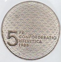 CH MÜNZE OLYMP. BEWEGUNG 5 FR 1988 ERHALT SIEHE SCAN