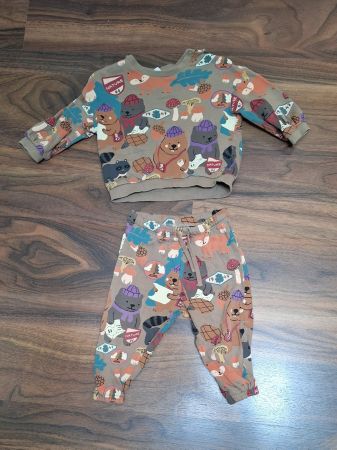 Pulli und Hose Grösse 80, H&M, braun mit diversen Mustern