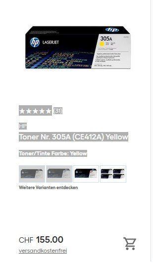 Hewlett Packard Cartucce per stampanti & toner: HP original 305A cyan magenta yellow – Nuovo e nell'imballaggio originale da Büren an der Aare venduto da simsand 4