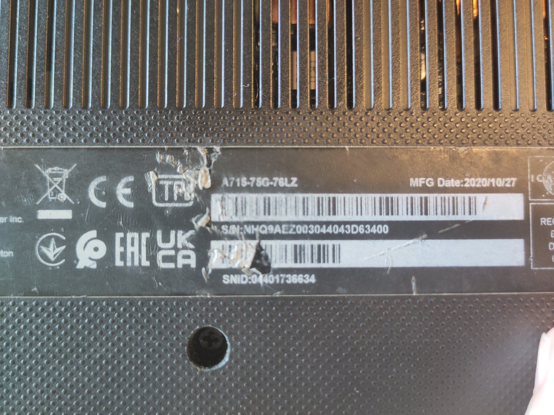 Acer Notebook: ACER Aspire 7 (A715-75G) – Difettoso da Glattbrugg venduto da str_cyb2 3