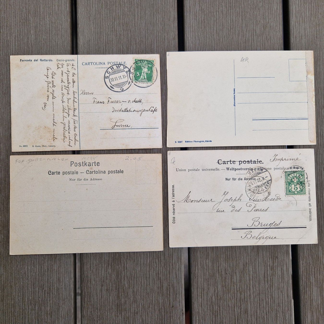 Cartoline postali: 4 AK/PK Gotthardbahn – Usato da Flums venduto da Guscha1 1