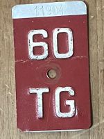 TG 60 - VELONUMMER - FAHRRADSCHILD - PLAQUE DE VELO - TG 60