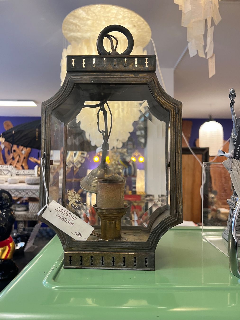 Lampade: LATERNERNE vintage messing mit geschliffenem glas – Usato da Zürich venduto da chair02