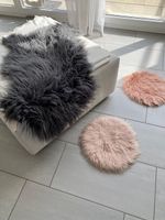 1 Kunstfellteppich und 2 Sitzkissen (3-teiliges Set)