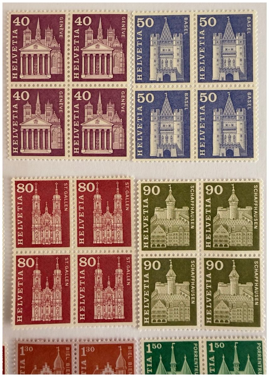 Tutti i francobolli: Schweizer Briefmarken - Baudenkmäler - Viererblöcke – Nuovo (secondo la descrizione) da Schlieren venduto da RoPue 2