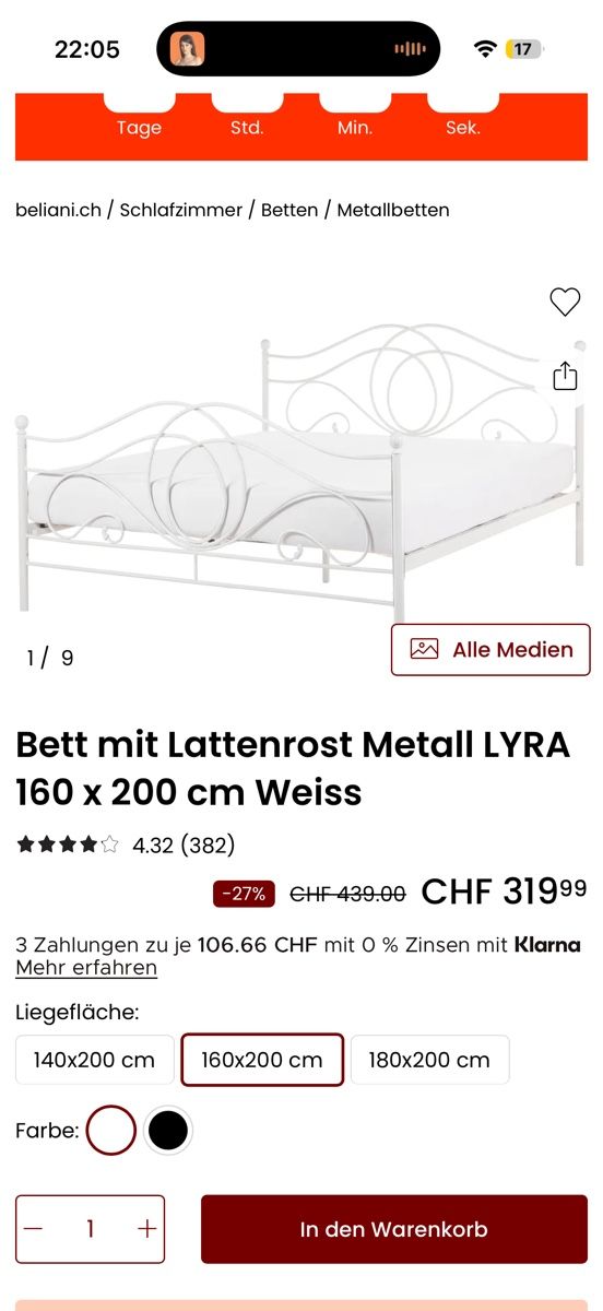 Betten: Metallbett – Gebraucht aus Winterthur von aylinschickli