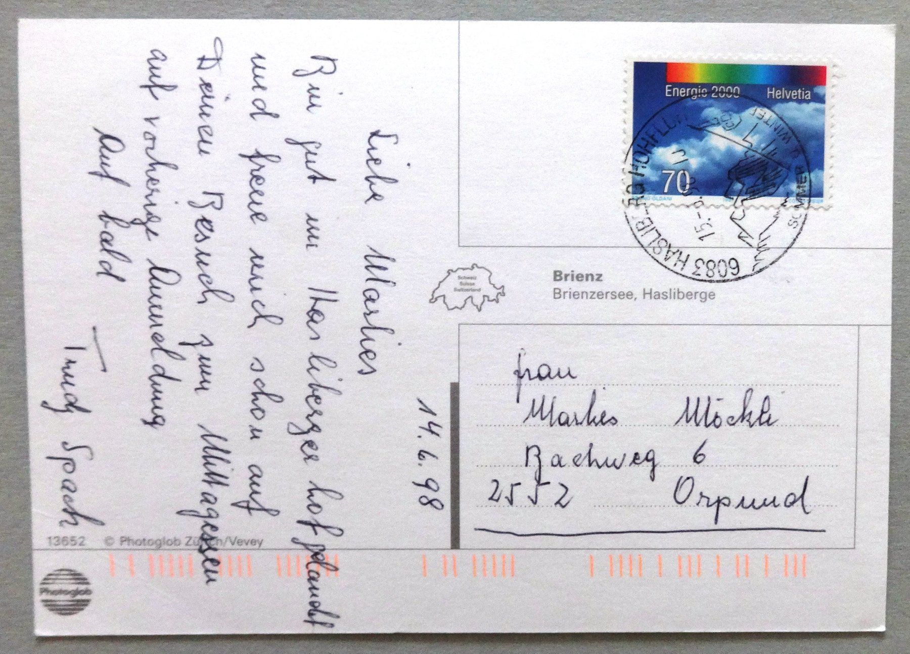 Cartoline postali: Brienz, Brienzersee, Hasliberge – Difettoso da Fétigny venduto da Billy2miny 1