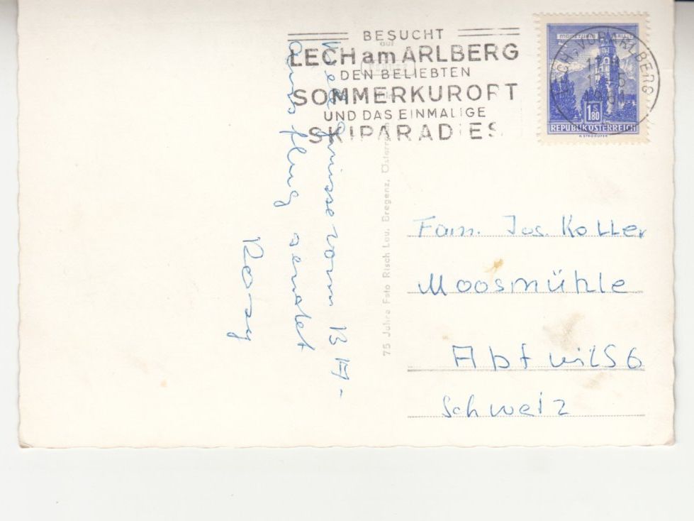 Ansichtskarten: Lech Rüfikopf Seilbahn 1961 – Gebraucht aus Bürglen TG von StampGraf 1