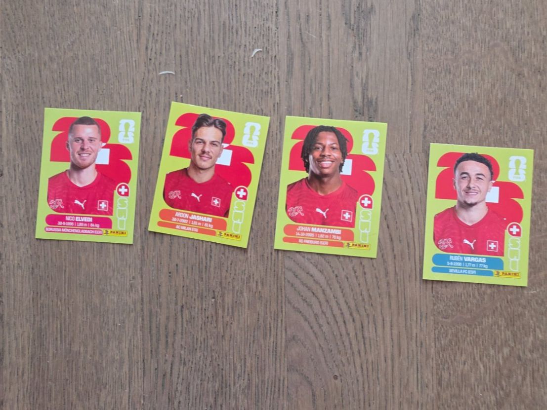 Cartoline: 4 vignettes panini Coupe du Monde 2026 SUI – Usato da Wettingen venduto da dlililou