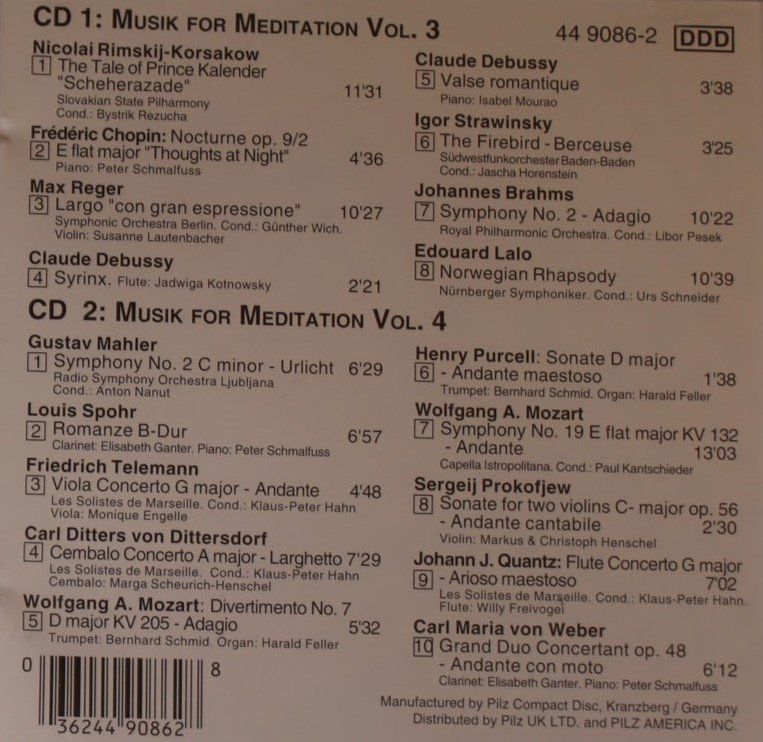 CD: Music for Meditation Vol. 3 & 4 – Usato da Luzern venduto da CONTENTI 2