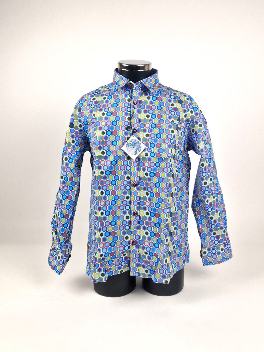 Hemden, T-Shirts & Polos: Coton Doux Kinderhemd mit Hexagonmuster (Gr. 140) – Neu und originalverpackt aus Basel von Restwert_Basel