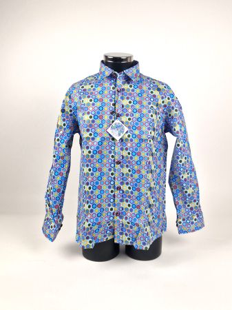 Coton Doux Kinderhemd mit Hexagonmuster (Gr. 140)