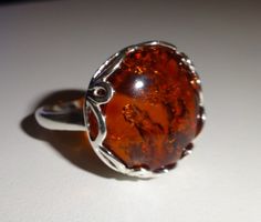 ECHT! * Bernstein RING 925 Silber Oval  VP 120,-