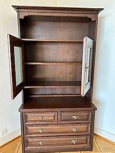Vaisselier Haut Art Nouveau Années 80 Bois Massif Chêne Clair - 3 Etagères