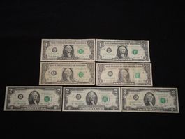 collection 10 US$ Notes, Federal Reserve Two & One dollars