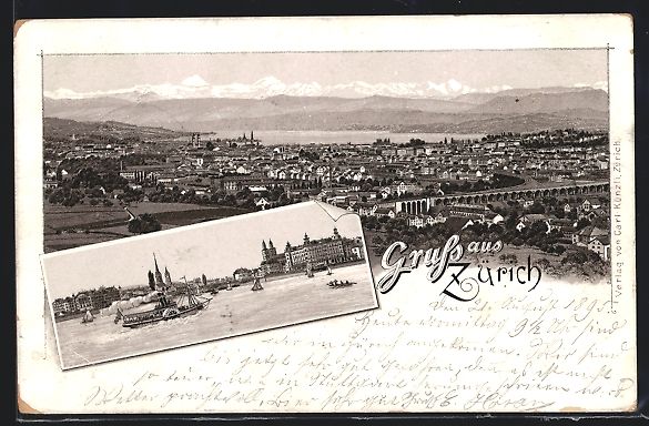 Ansichtskarten: Vorläufer-Lithographie Zürich, 1895, S – Gebraucht aus Berlin von bartko-reher