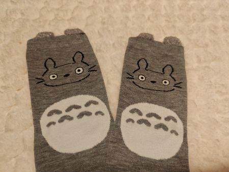 Totoro kawaii light grey socks new 