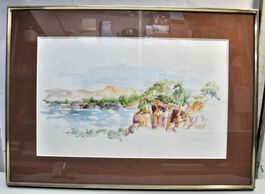Aquarelle "Assouan" signée Gérald Comtesse