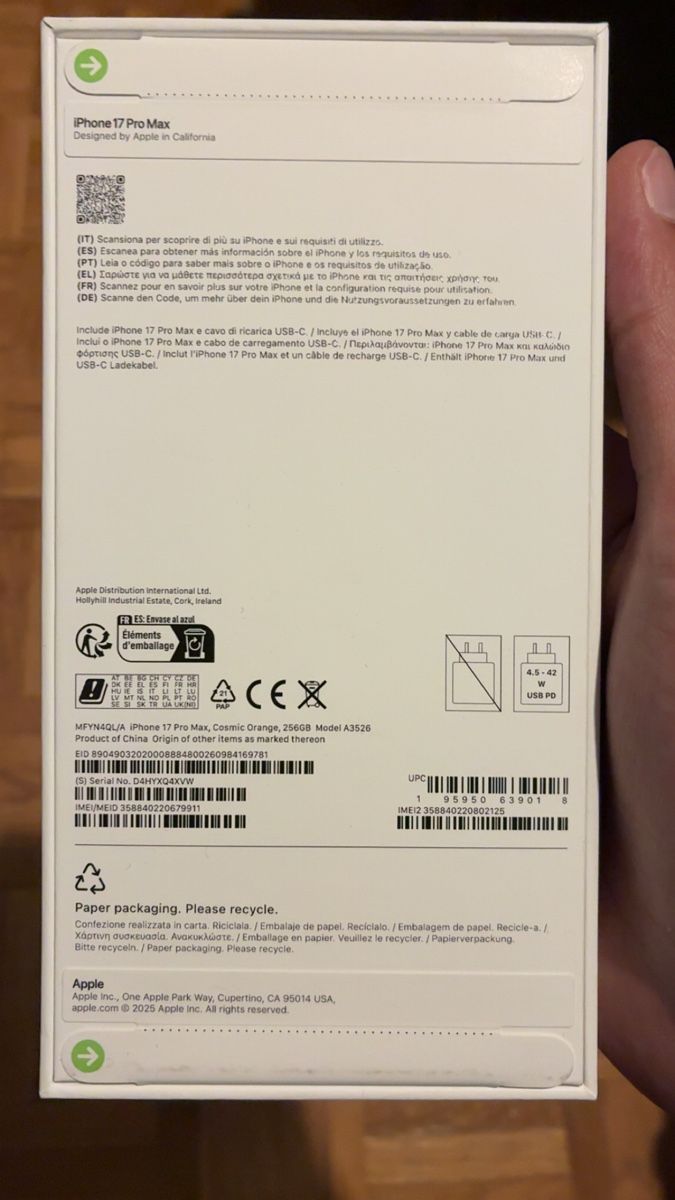 Apple Telefoni cellulari / Smartphones: iPhone 17 Pro Max 256 GB Cosmic Orange Dual SIM – Nuovo e nell'imballaggio originale da Semsales venduto da eme_gf9j 2