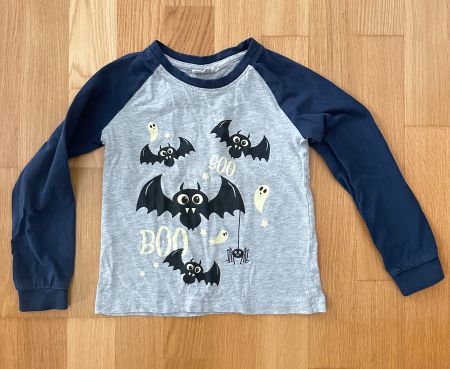 Kinder Langarmshirt Fledermaus Gr 110/116