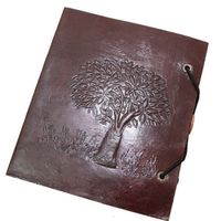 Leder-Buch-Notizbuch 13x15cm,Kladde,Tree of life, Lebensbaum