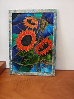 Tableau tournesols style vitrail, fait main