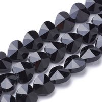 5 Herz Glas Luxus schwarz facett. 14mm