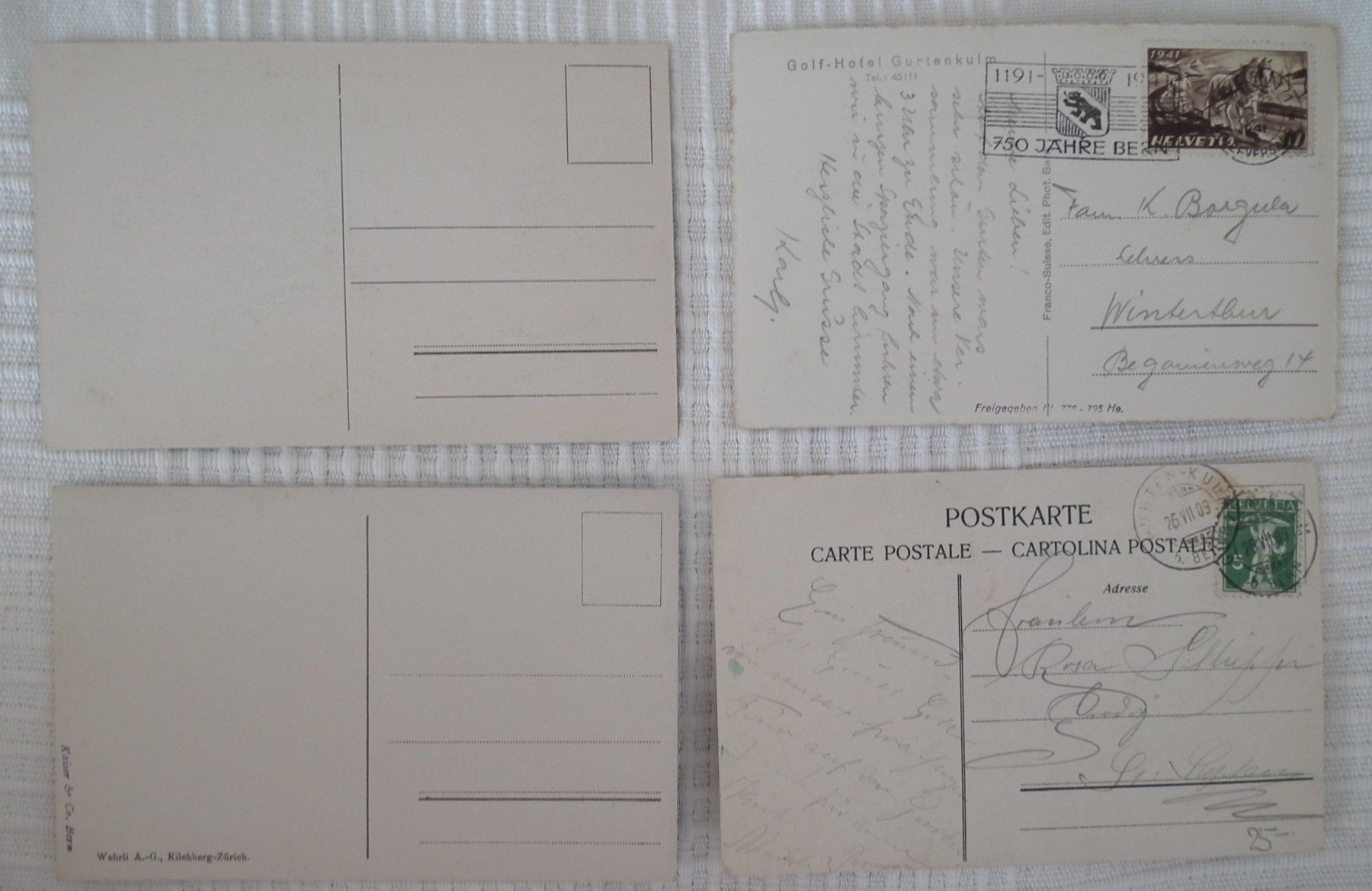 Cartoline postali: Gurten bei Bern,  Hausberg der Berner  vier Ansichtskarten – Usato da Kriens venduto da WULLU99 1