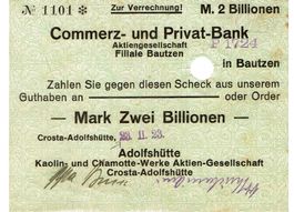 Crosta Adolfshütte 2 Billionen Mark 28.11.1923 VZ-VZ+